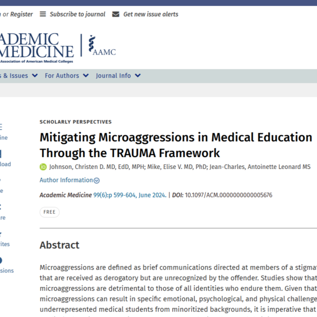 Mitigating Microaggressions in Medical Education Through the TRAUMA Framework